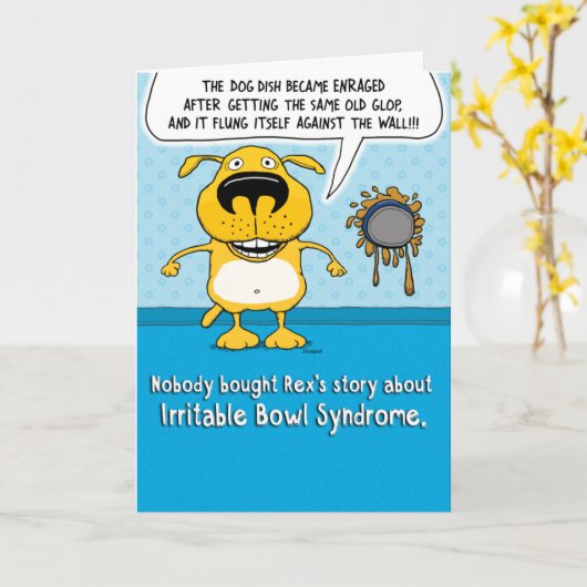 Funny Irritable Bowl Syndrome Dog Birthday Kaart (Gele Bloem)