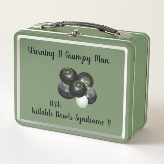 Funny Irritable Lawn Bowls Man, Metal Lunchbox (Voorkant)