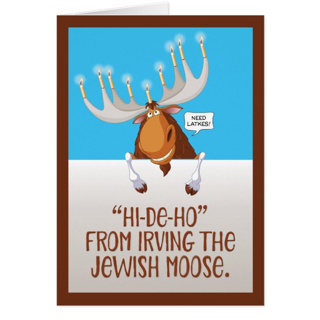 Funny "Irving the Jewish Moose" Hanukkah-kaart (Voorkant)