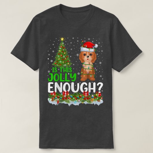 Funny Is This Jolly Enough Santa Cockapoo Dog Chri T-shirt (Design voorkant)