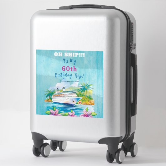 Funny Island Beach 60e verjaardag cruise Sticker (Koffer)