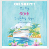 Funny Island Beach 60th Birthday Cruise Sticker (Vel)