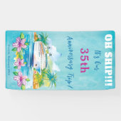 Funny Island Beach Jubileum Cruise Ship Door Spandoek (Horizontaal)