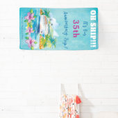 Funny Island Beach Jubileum Cruise Ship Door Spandoek (Insitu)