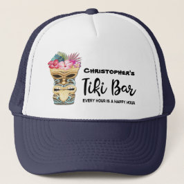 Funny Island Beach Tiki Bar Monogrammed Trucker Pet