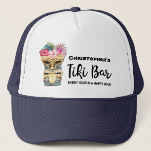 Funny Island Beach Tiki Bar Monogrammed Trucker Pet