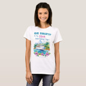 Funny Island Cruiseschip Bruiloft Jubileum T-shirt (Voorkant volledig)