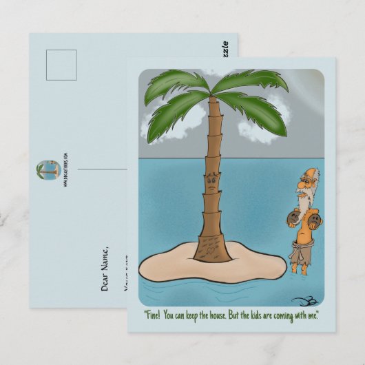 Funny Island echtscheiding Briefkaart (Voorkant / Achterkant)