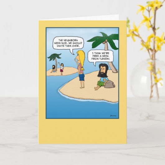 Funny Island Grouch Birthday Kaart (Gele Bloem)