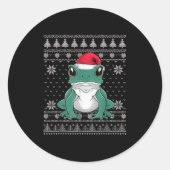 Funny Ison Dart Frog Ugly Christmas Sweater Santa  Ronde Sticker (Voorkant)