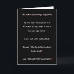 Funny IT Software Engineer Programmer Son Birthday Feestdagen Kaart<br><div class="desc">Grappig, grappig, hilarisch anekdote / grap / citaat humor kaart over een jonge, onschuldige, handige zoon / IT / robotica / hardware / software programmeur / engineer en zijn verbijsterde, onvermoeibare, verbijsterde, woeste moeder. Een leuke kaart voor verjaardag, afstuderen, kerst, feestdagen en nog veel meer voor je vrienden, geliefden, zoon,...</div>