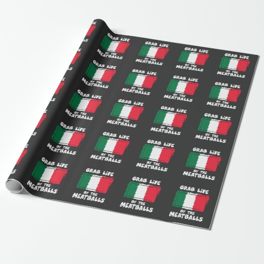 Funny Italiaanse Gift Idea Meatball Italië vlag1 Cadeaupapier (Uitgerold)