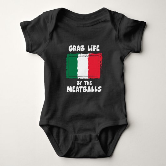 Funny Italiaanse Gift Idea Meatball Italië vlag1 Romper (Voorkant)