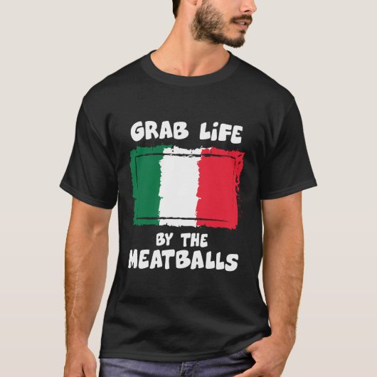 Funny Italiaanse Gift Idea Meatball Italië vlag1 T-shirt (Voorkant)