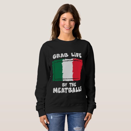 Funny Italiaanse Gift Idea Meatball Italië vlag1 Trui (Voorkant volledig)