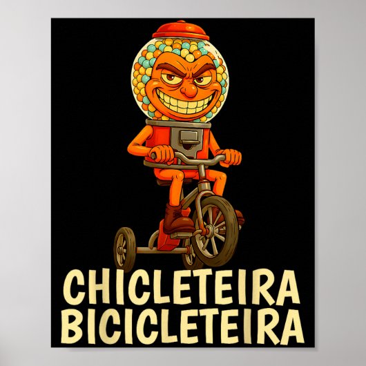 Funny Italian Brainrot Kids Meme Chicleteira Bicic Poster (Voorkant)