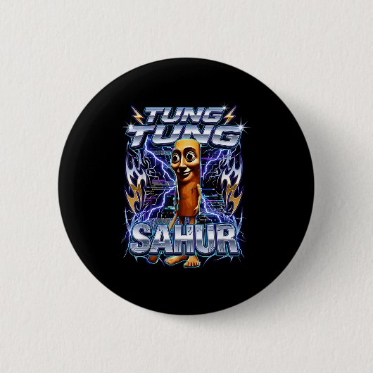 Funny Italian Brainrot Tung Tung Tung Sahur  Ronde Button 5,7 Cm (Voorkant)