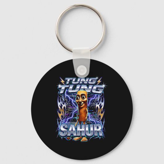 Funny Italian Brainrot Tung Tung Tung Sahur  Sleutelhanger (Voorkant)