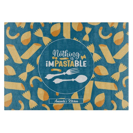 Funny Italy Food Pun Retro Italy Pasta Pattern Snijplank (Voorkant)