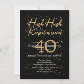Funny It's A Secret Black Gold 40th Birthday Kaart (Voorkant)