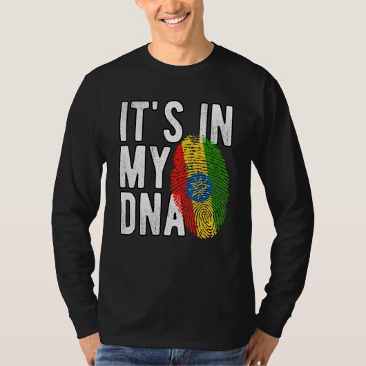 Funny it's in my DNA Ethiopia flag Fingerprint T-shirt (Voorkant)