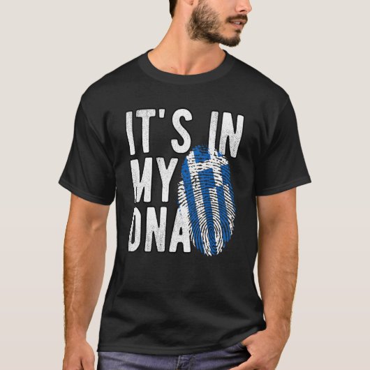 Funny it's in my DNA Greece flag Fingerprint T-shirt (Voorkant)