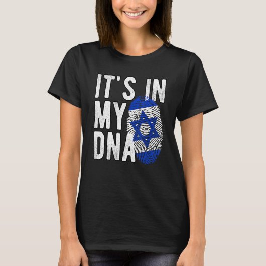 Funny it's in my DNA Israel flag Fingerprint T-shirt (Voorkant)