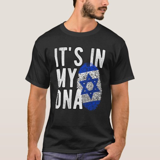 Funny it's in my DNA Israel flag Fingerprint T-shirt (Voorkant)