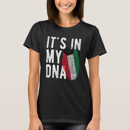 Funny it's in my DNA Kuwait flag Fingerprint T-shirt (Voorkant)