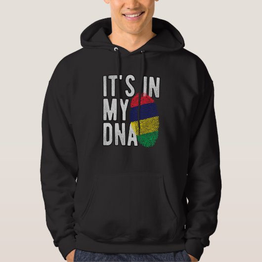 Funny it's in my DNA Mauritius flag Fingerprint Hoodie (Voorkant)