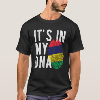 Funny it's in my DNA Mauritius flag Fingerprint T-shirt