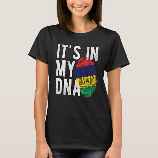 Funny it's in my DNA Mauritius flag Fingerprint T-shirt (Voorkant)