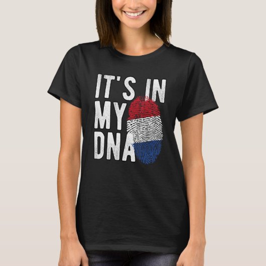 Funny it's in my DNA Netherlands flag Fingerprint T-shirt (Voorkant)