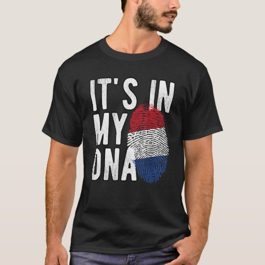 Funny it's in my DNA Netherlands flag Fingerprint T-shirt (Voorkant)