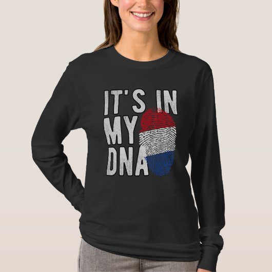 Funny it's in my DNA Netherlands flag Fingerprint T-shirt (Voorkant)