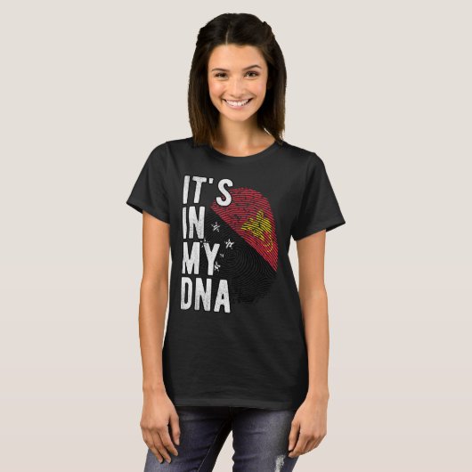 Funny It's In My Dna Papua New Guinea Flag Fingerp T-shirt (Voorkant volledig)