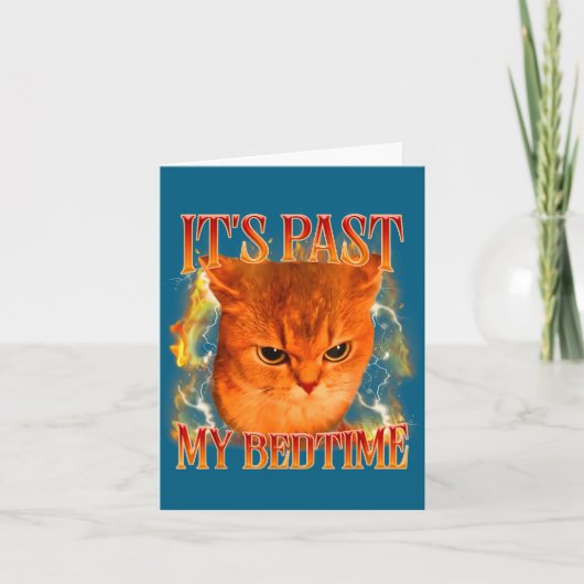 Funny It's Past My Bedtime Cat Meme Animals Humor Kaart (Voorkant)