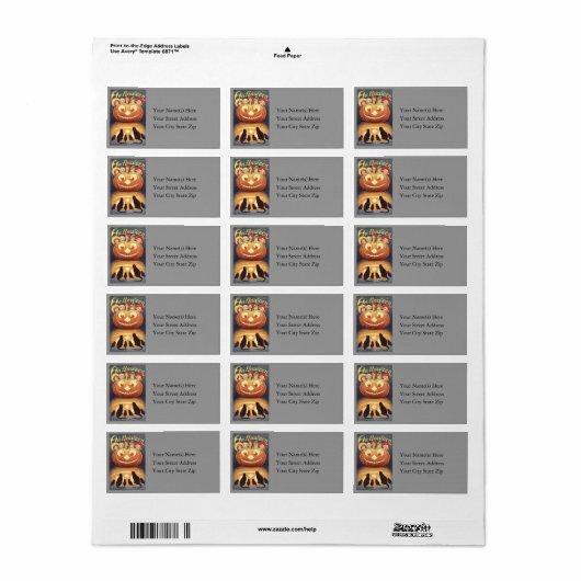 Funny Jack O Lantern Adres Label (Full Sheet)