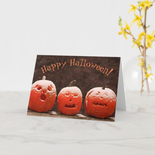 Funny Jack-O-Lantern die Halloween vervoert Kaart (Gele Bloem)