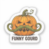 Funny Jack O’ Lantern Mustache Pumpkin – Halloween Sticker (Voorkant)