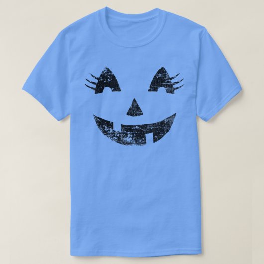 Funny Jack O' Lantern Pumpkin EyeLashes Halloween T-shirt (Design voorkant)