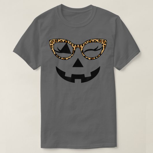 Funny Jack O Lantern Pumpkin Face Hallowen Leopard T-shirt (Design voorkant)