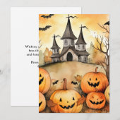 Funny Jack O’Lanterns Bats Halloween Card Feestdagenkaart (Voorkant / Achterkant)