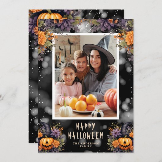 Funny Jack-O'-Lanterns Foto Happy Halloween Kaart (Voorkant / Achterkant)