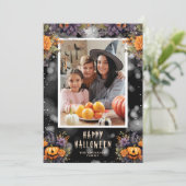 Funny Jack-O'-Lanterns Foto Happy Halloween Kaart (Staand voorkant)
