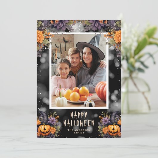 Funny Jack-O'-Lanterns Foto Happy Halloween Kaart (Staand voorkant)