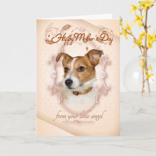 Funny Jack Russell-Moederdag kaart (Gele Bloem)