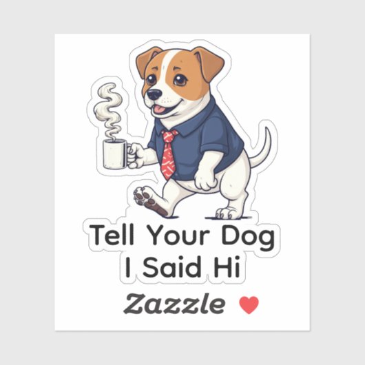 Funny Jack Russell Terrier Business Suit Coffee  Sticker (Vel)