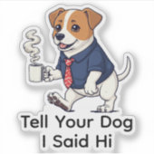 Funny Jack Russell Terrier Business Suit Coffee  Sticker (Voorkant)