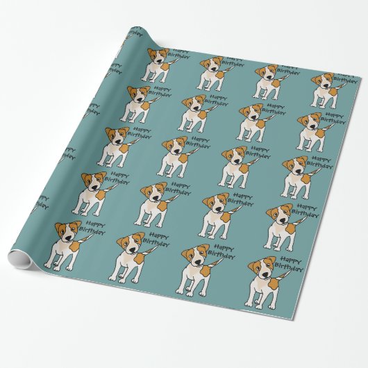 Funny Jack Russell Terrier Puppy Dog Cadeaupapier (Uitgerold)